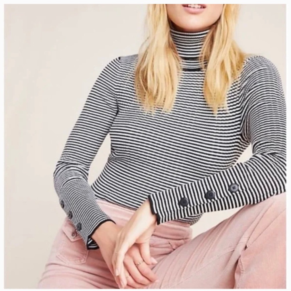 ANTHROPOLOGIE BUTTON SLEEVE TURTLENECK XS